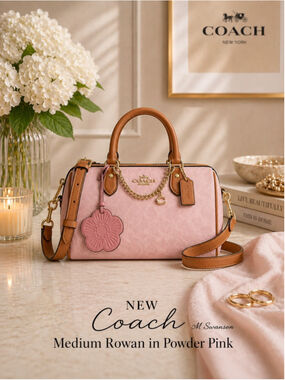 NEW Authentic Coach Medium Powder Pink Signature Rowan Satchel CEA18 NWT
